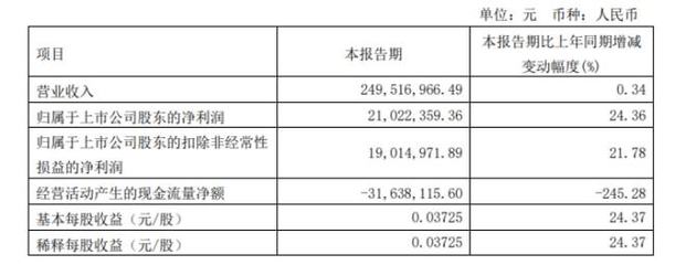 铜峰电子Q1实现营收2.50亿元,净利润同比增长24.36%
