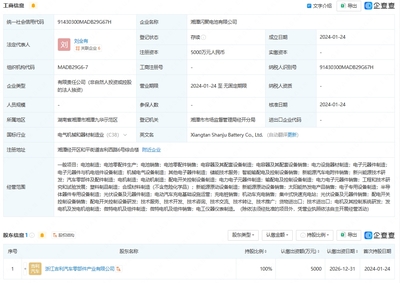 吉利在湘潭成立电池公司 含半导体器件专用设备制造业务
